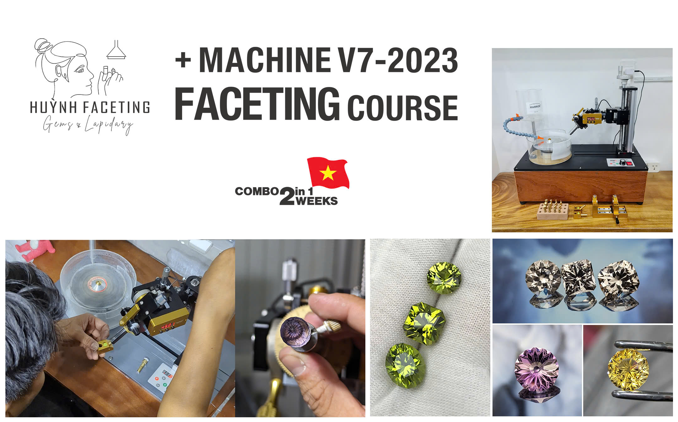 2in1 hobby: Học NGHỀ MÀI ĐÁ FACET tiêu chuẩn + Máy mài WARRIOR V7-2023
